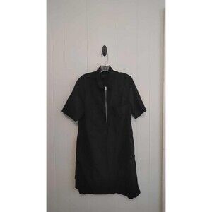 COS | Black Zip Up Collared Knee Length Shirt Dress Size 6